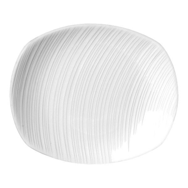A Steelite Distinction Spyro white plate with an embossed wavy design.