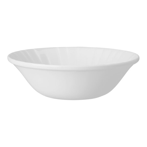 A Steelite Distinction Alina white bowl with a scalloped edge on a white background.