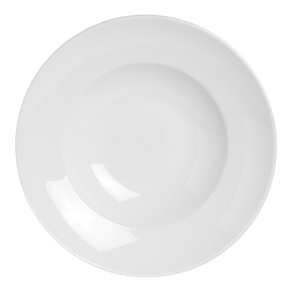 A Steelite Distinction Monaco Vogue bowl with a white circular surface.