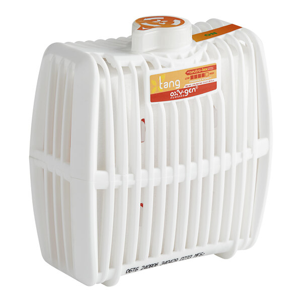 A white container with a red and orange label for Oxy-Gen Powered Grande Tang air freshener refill.