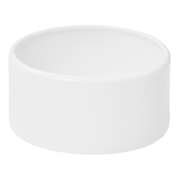 A white round Steelite sugar packet holder.