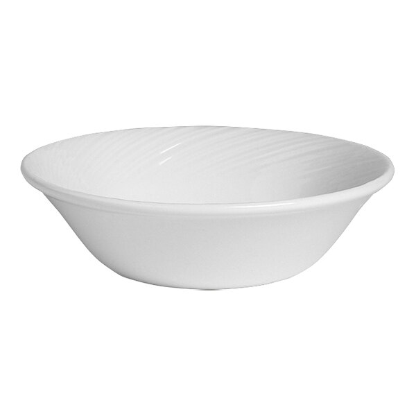 A Steelite white bowl with a swirl pattern.