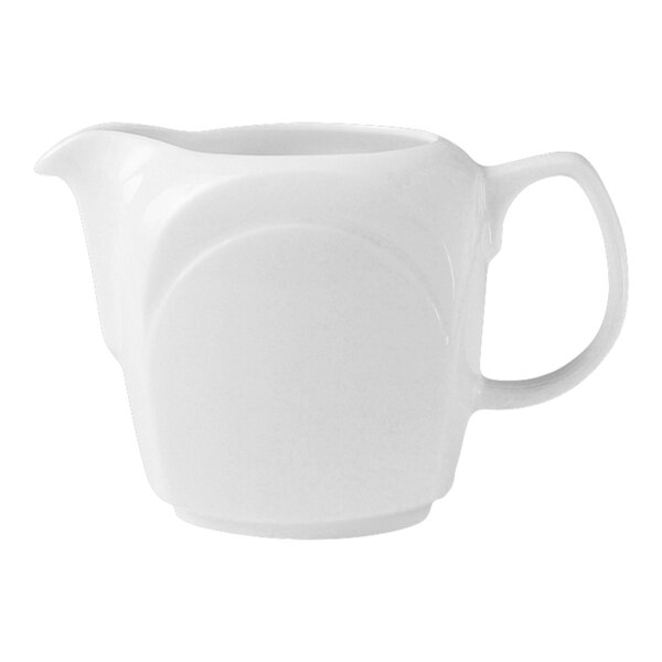 A Steelite Distinction Bianco white jug with a handle.