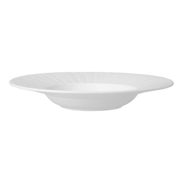 A Steelite Distinction Alina white bowl with a curved edge.