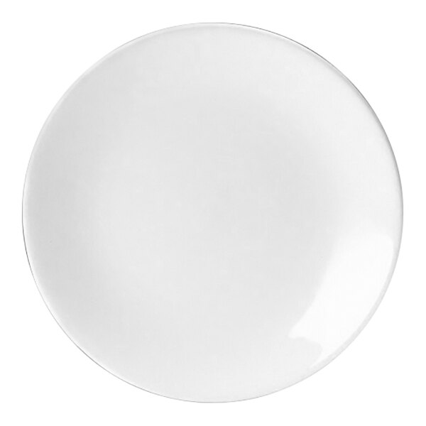 A white Steelite Distinction Contour round coupe plate.