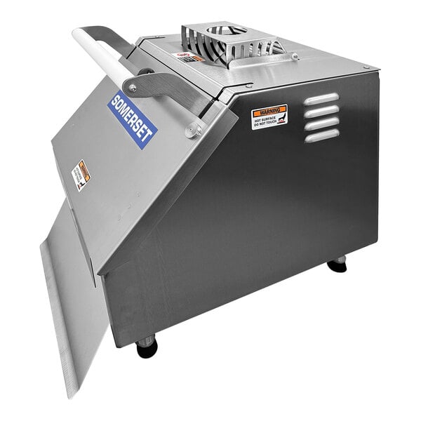 A Somerset automated tortilla press machine with a handle and lid.