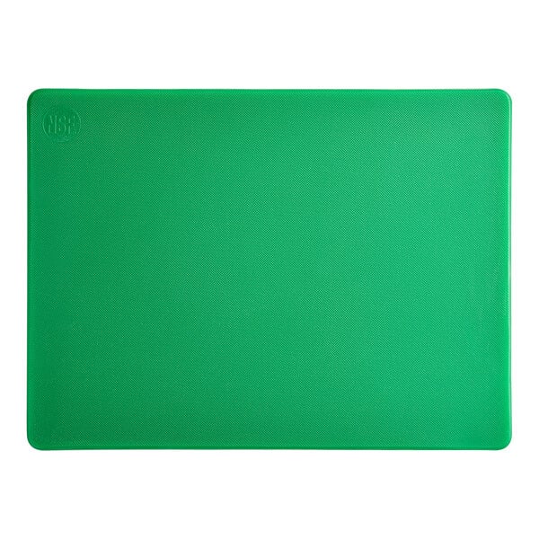 A green rectangular cutting board with a white border.