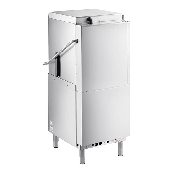 A Noble Warewashing door-type dishwasher with a handle.