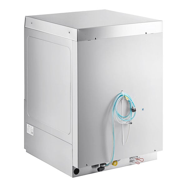 A Noble Warewashing undercounter dishwasher with a hose attached.