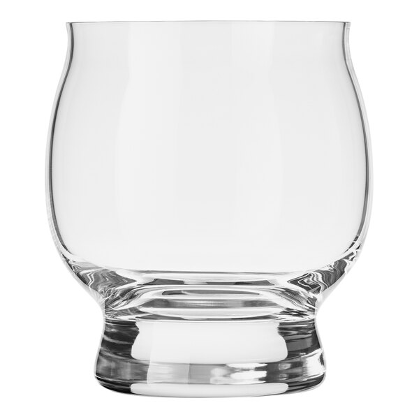 A clear glass with a small rim on it.