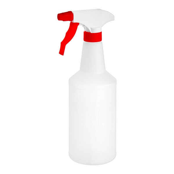 A white bottle with a red spray trigger.