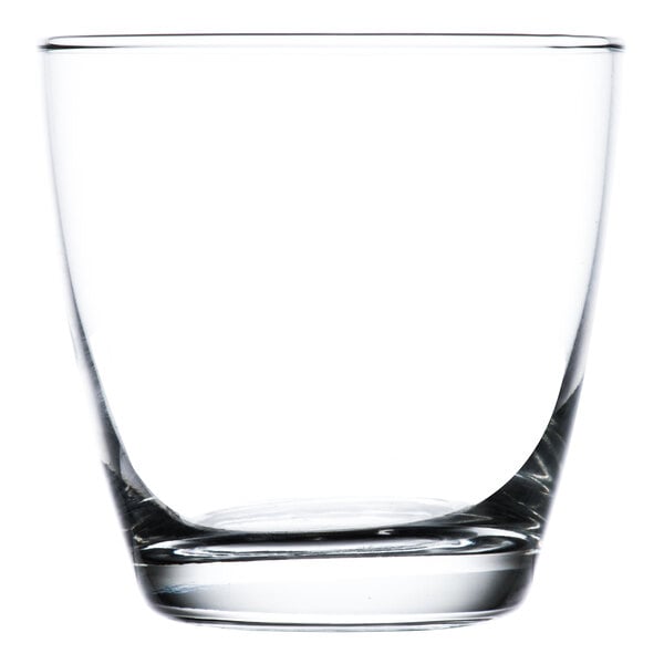 A Libbey Embassy rocks glass. A clear glass with a white background.