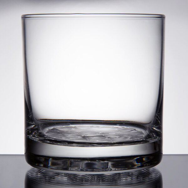 A close-up of a Libbey Nob Hill Rocks glass.
