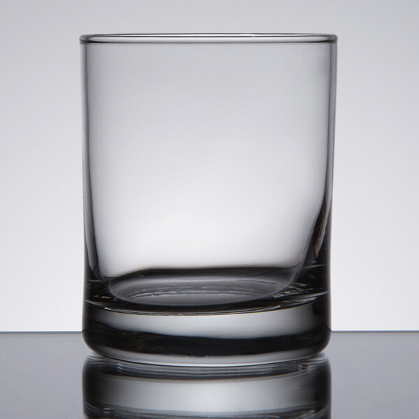 A close up of a Libbey Lexington Rocks glass with a small rim.