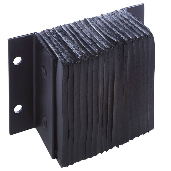 A black rectangular Ideal Warehouse dock bumper with two holes.