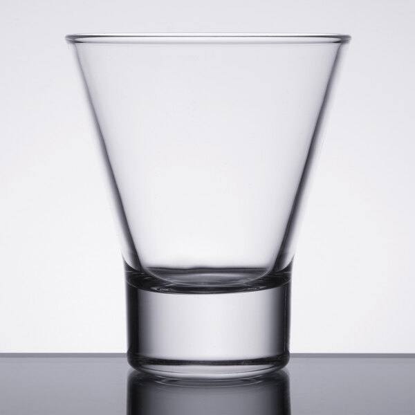 A close-up of a Libbey Series V Rocks glass with a white background.