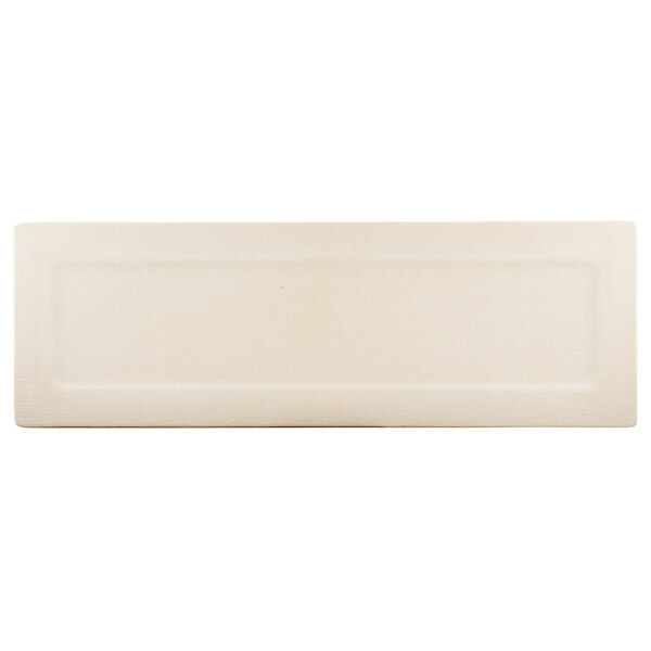 A rectangular papyrus-colored tray with a white border.