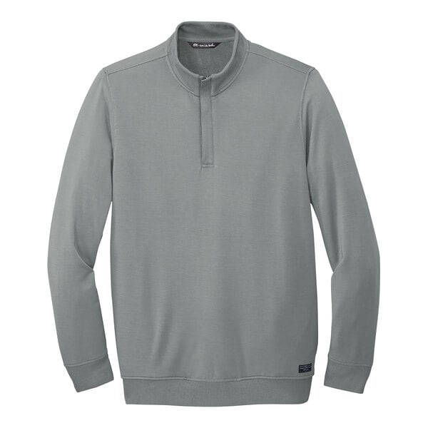 A TravisMathew men's grey quarter-zip pullover.
