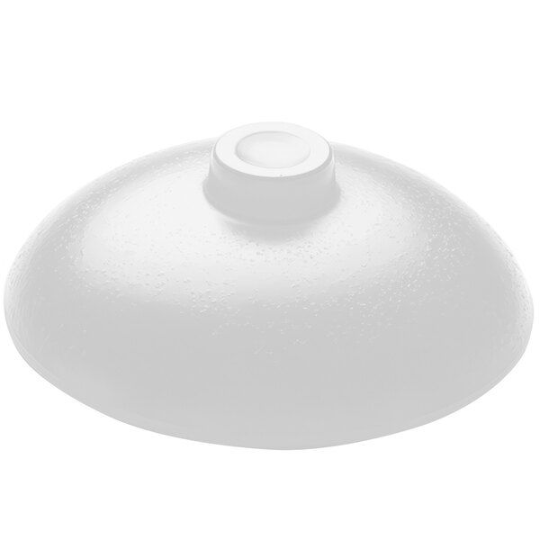 A white round lid with a round top for an Elite Global Solutions Zen soup bowl.