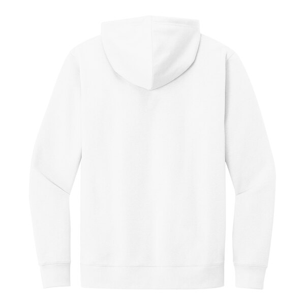 A white District hoodie with a hood.