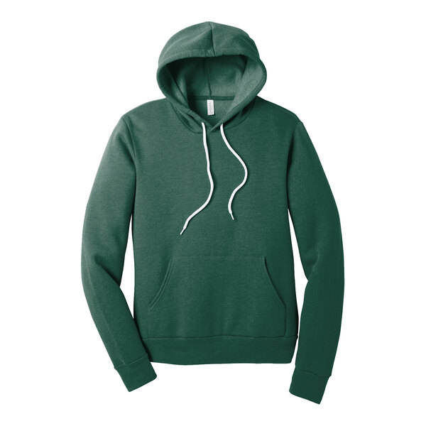 A green sweatshirt with white strings.
