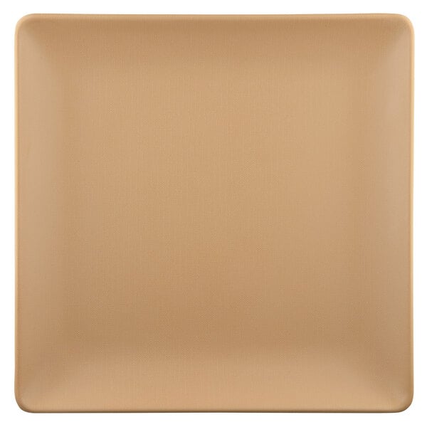 An Elite Global Solutions square plate in beige.