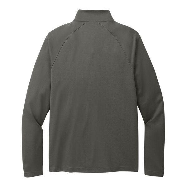 The back of a Port Authority gray steel quarter-zip sweatshirt.