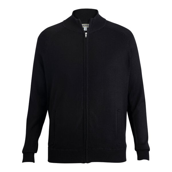 A black Edwards sweater jacket with a zipper.