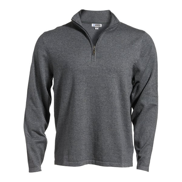 An Edwards 4072 unisex grey quarter-zip sweater.