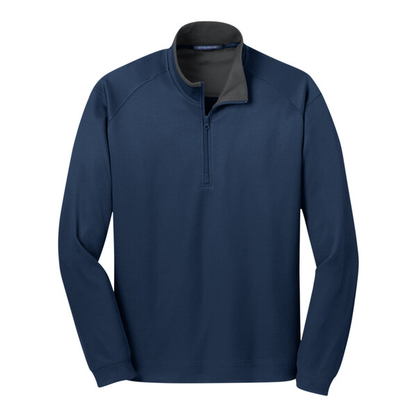 A Port Authority Regatta Blue 1/4 zip pullover with vertical texture.