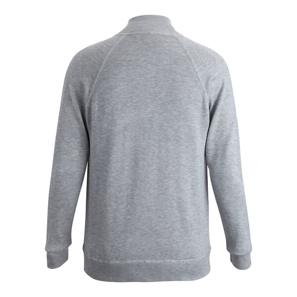 Edwards 4066 Unisex Customizable Gray Heather Full-Zip Sweater Jacket - Acrylic / Nylon Blend - XL