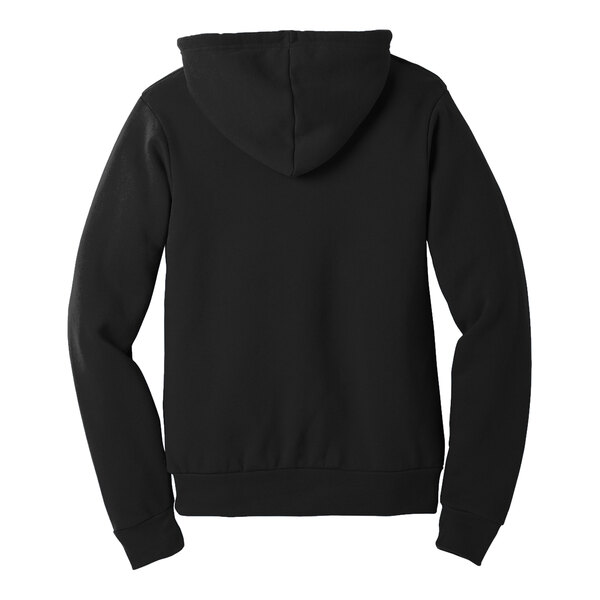 A black Bella + Canvas sponge fleece pullover hoodie sweatshirt.