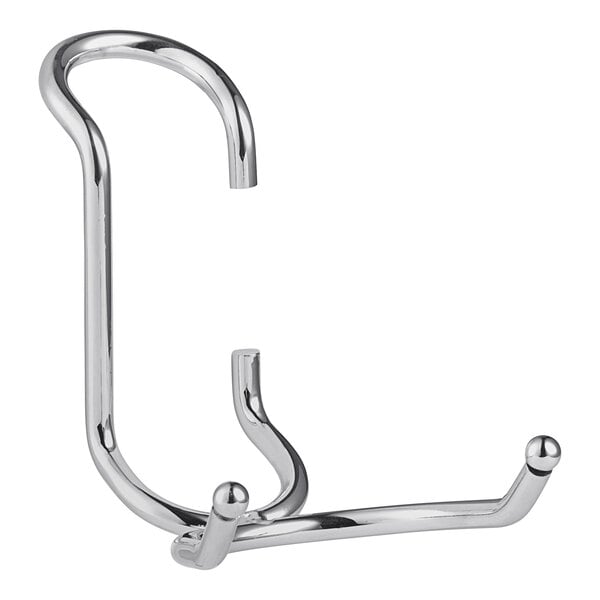 A silver chrome metal C-hook.