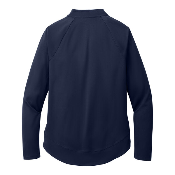 A Port Authority women's navy quarter-zip sweatshirt.