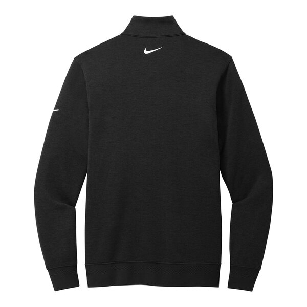 A black Nike Dri-FIT half-zip sweater with a white swoosh on the front.