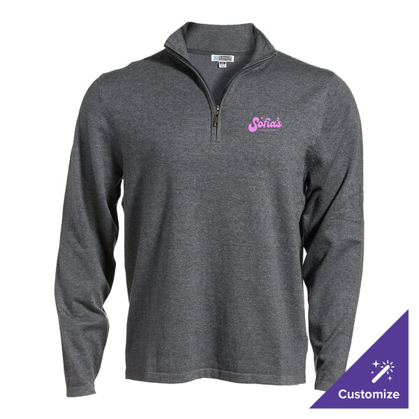 Edwards 4072 Unisex Customizable Smoke Heather Quarter-Zip Sweater - Cotton Blend - XL
