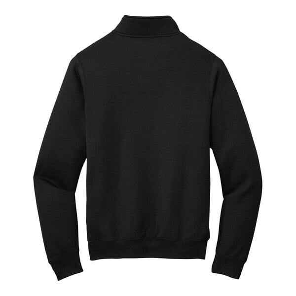 A black Port & Company Core Fleece 1/4 Zip Pullover with long sleeves.