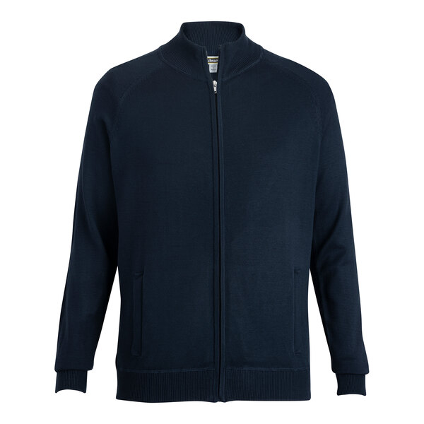 An Edwards navy blue full-zip sweater jacket.