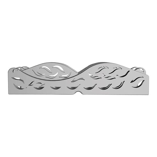 A silver metal tray with a wave design.