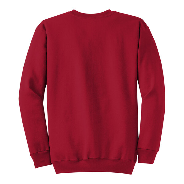 A red Port & Company sweatshirt with a white background.