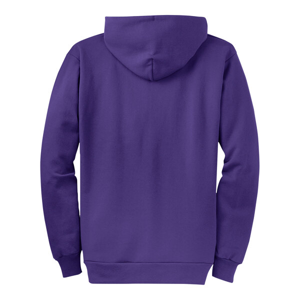 A purple Port & Company Core Fleece full-zip hoodie.