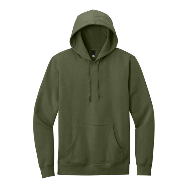 A green District sweatshirt hoodie with a hood.