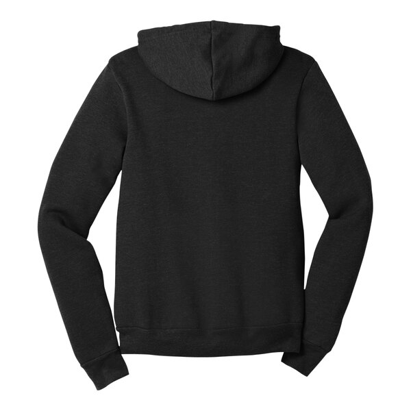 A Bella + Canvas black heather sponge fleece full-zip hoodie.
