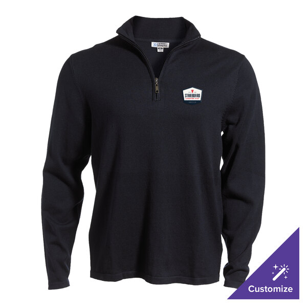 Edwards 4072 Unisex Customizable Navy Quarter-Zip Sweater - Cotton Blend - Extra Small