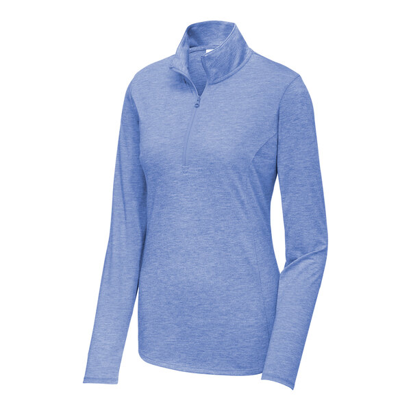A Sport-Tek women's blue quarter-zip pullover.