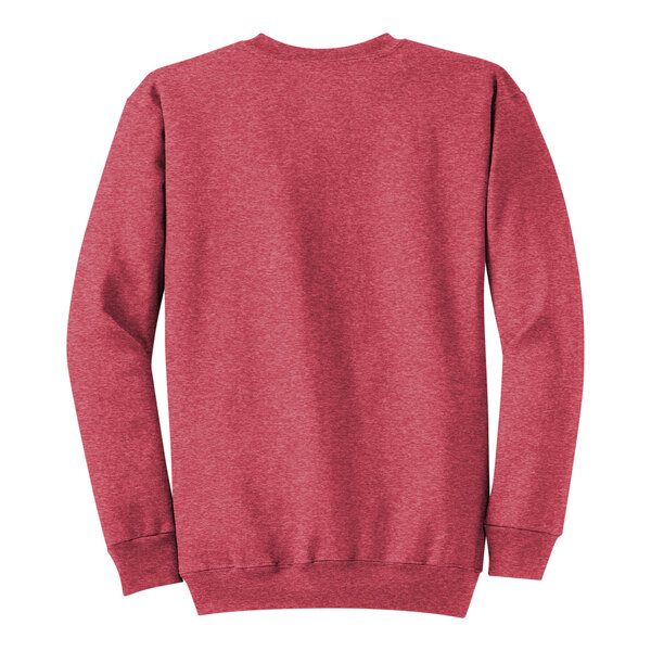 A red Port & Company core fleece sweatshirt.