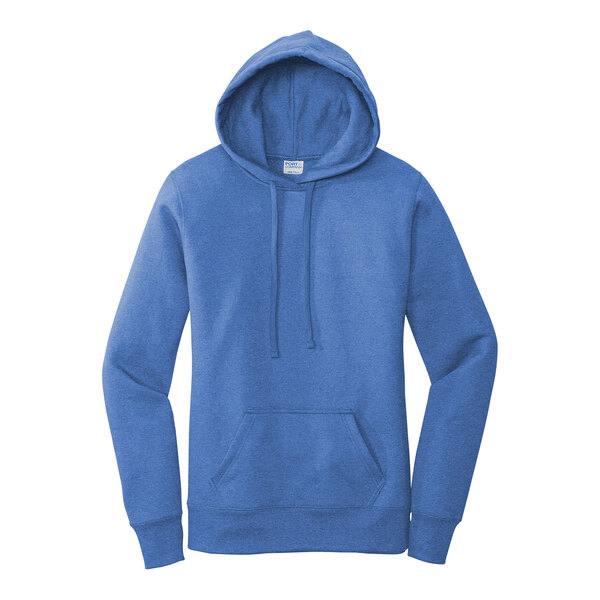 A heather royal blue Port & Company Core Fleece Pullover Hoodie with a hoodie on it.
