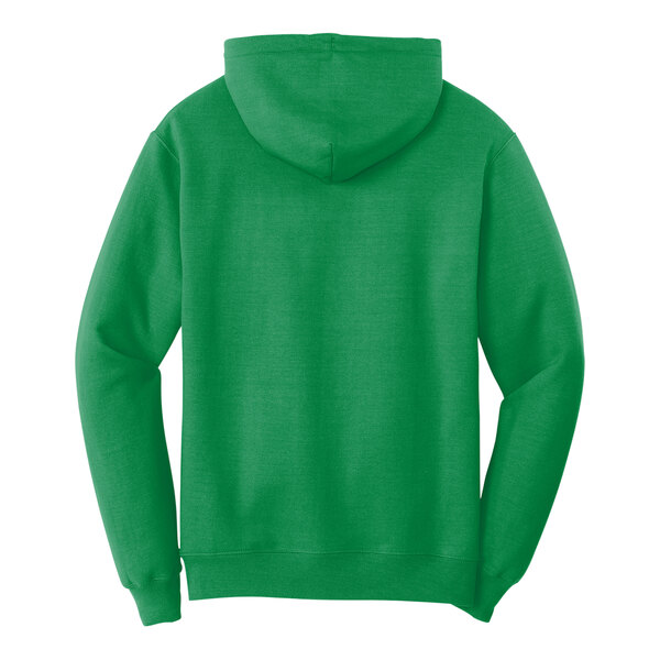A green Port & Company fleece pullover hoodie.