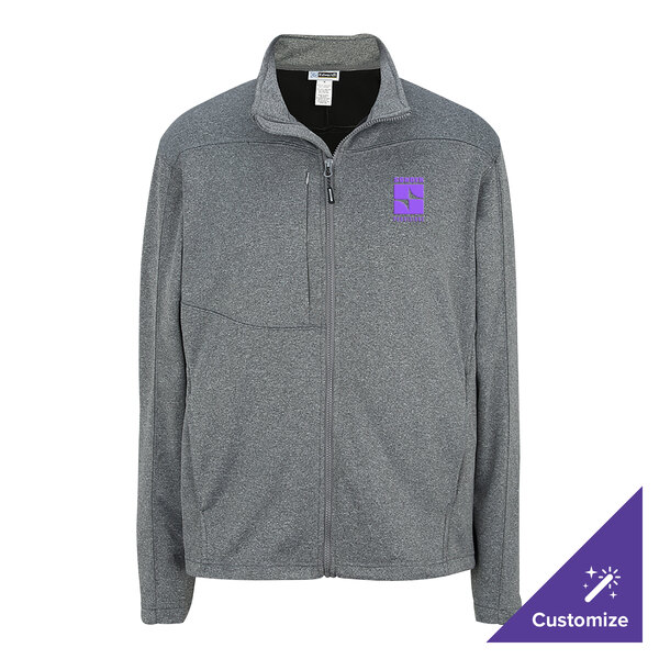 Edwards 3440 Unisex Customizable Gray Heather / Black Performance Tek Full-Zip Sweater / Jacket - Fleece - Extra Large