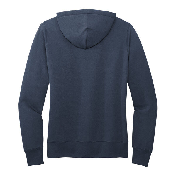 A Port & Company navy core fleece pullover hoodie for women.